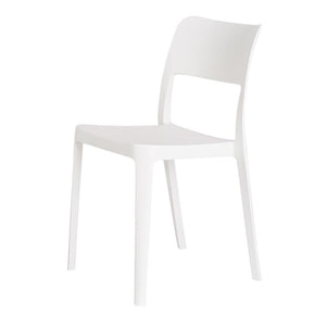 HomeRoots Set of Two White Heavy-Duty Plastic Stacking Accent Chairs for Outdoor and Indoor Use 565226