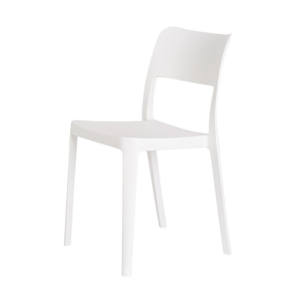 HomeRoots Set of Two White Heavy-Duty Plastic Stacking Accent Chairs for Outdoor and Indoor Use 565226