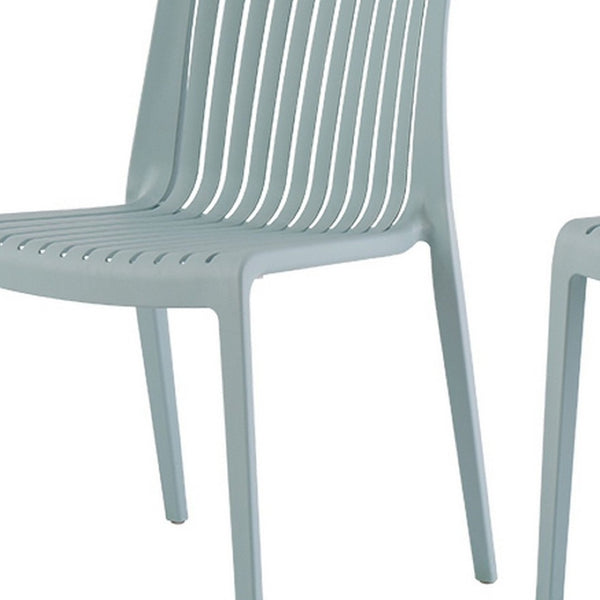 HomeRoots Set of Two Baby Blue Stacking Accent Chairs - Durable, Modern Design for Indoor & Outdoor Use 565227