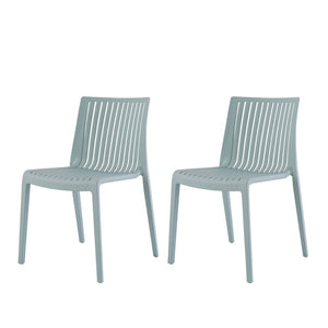HomeRoots Set of Two Baby Blue Stacking Accent Chairs - Durable, Modern Design for Indoor & Outdoor Use 565227
