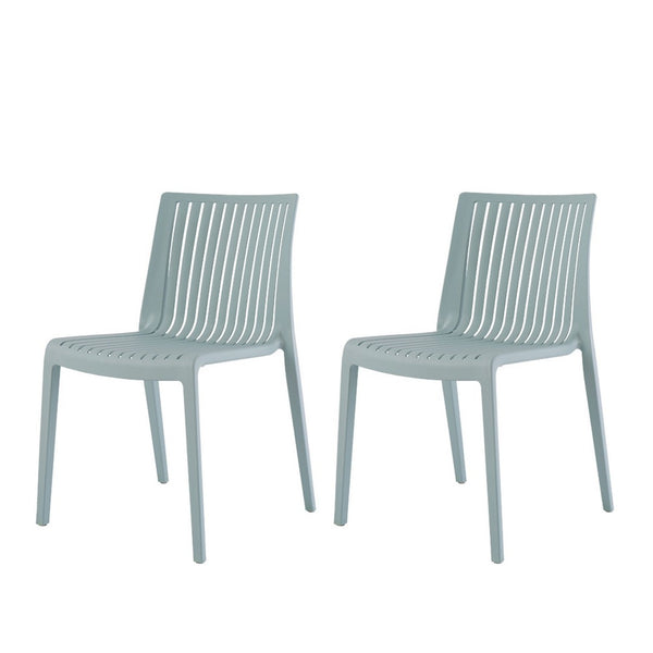 HomeRoots Set of Two Baby Blue Stacking Accent Chairs - Durable, Modern Design for Indoor & Outdoor Use 565227
