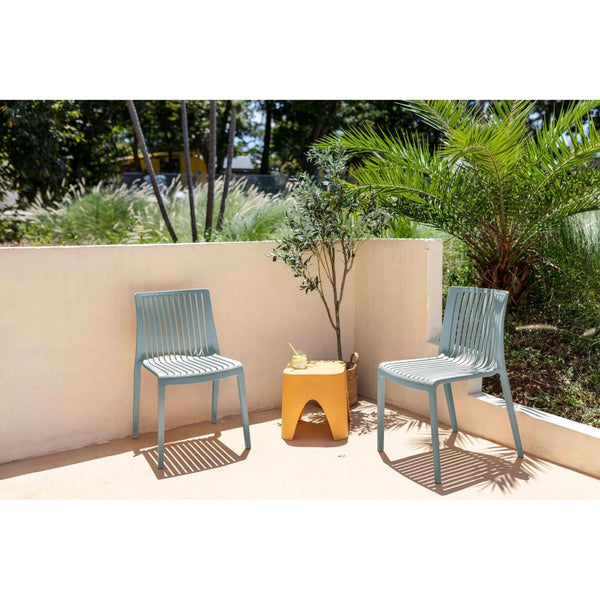 HomeRoots Set of Two Baby Blue Stacking Accent Chairs - Durable, Modern Design for Indoor & Outdoor Use 565227