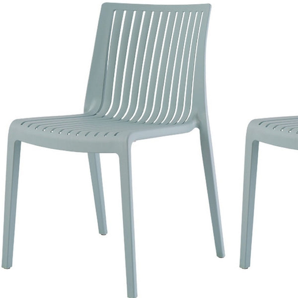 HomeRoots Set of Two Baby Blue Stacking Accent Chairs - Durable, Modern Design for Indoor & Outdoor Use 565227