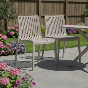 HomeRoots Set of Two Taupe Heavy-Duty Stacking Accent Chairs – Stylish, Durable, and Space-Saving Design! 565228