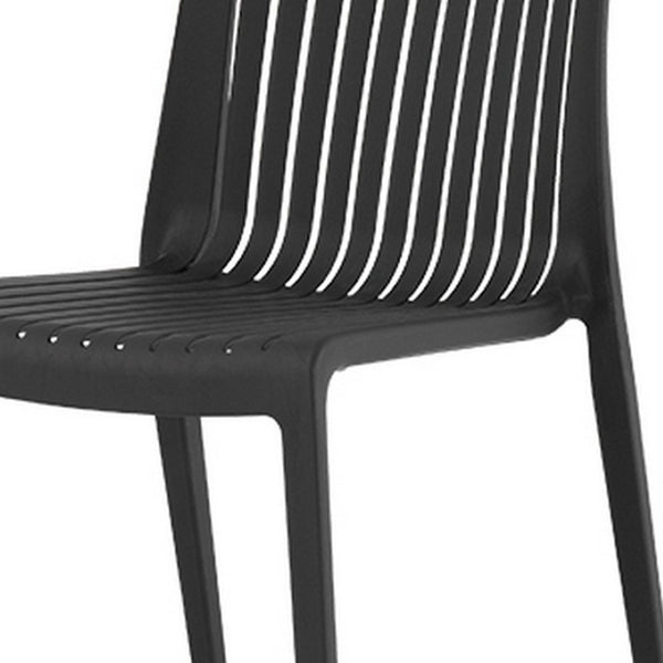 HomeRoots Set of Two Black Heavy-Duty Stacking Accent Chairs - Weather-Resistant, Versatile & Space-Saving! 565229