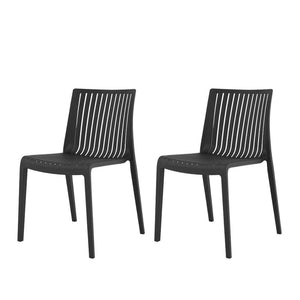HomeRoots Set of Two Black Heavy-Duty Stacking Accent Chairs - Weather-Resistant, Versatile & Space-Saving! 565229