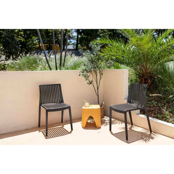 HomeRoots Set of Two Black Heavy-Duty Stacking Accent Chairs - Weather-Resistant, Versatile & Space-Saving! 565229