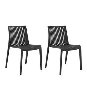 HomeRoots Set of Two Black Heavy-Duty Stacking Accent Chairs - Weather-Resistant, Versatile & Space-Saving! 565229