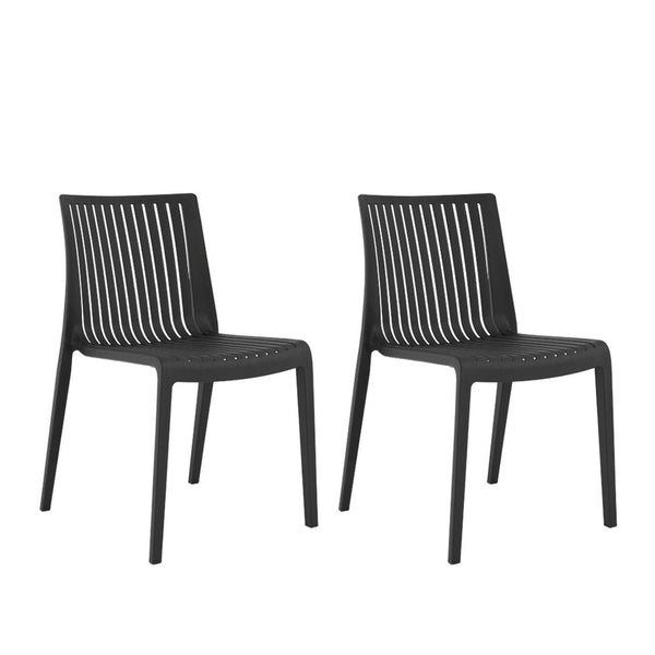 HomeRoots Set of Two Black Heavy-Duty Stacking Accent Chairs - Weather-Resistant, Versatile & Space-Saving! 565229