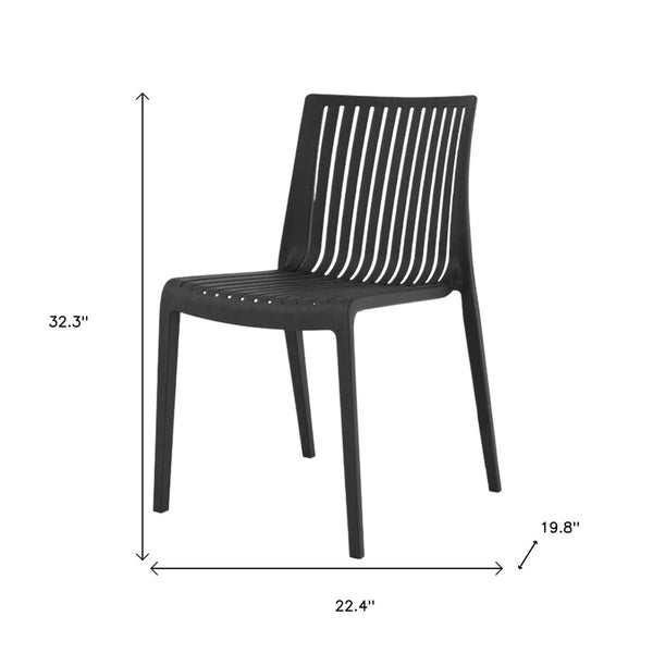 HomeRoots Set of Two Black Heavy-Duty Stacking Accent Chairs - Weather-Resistant, Versatile & Space-Saving! 565229
