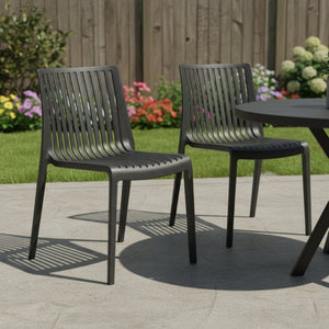 HomeRoots Set of Two Black Heavy-Duty Stacking Accent Chairs - Weather-Resistant, Versatile & Space-Saving! 565229