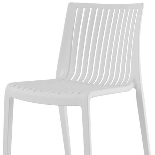 HomeRoots Set of Two Modern White Heavy-Duty Plastic Stacking Accent Chairs for Indoor and Outdoor Use 565230