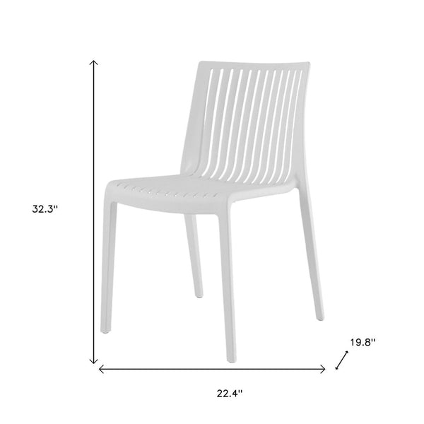 HomeRoots Set of Two Modern White Heavy-Duty Plastic Stacking Accent Chairs for Indoor and Outdoor Use 565230