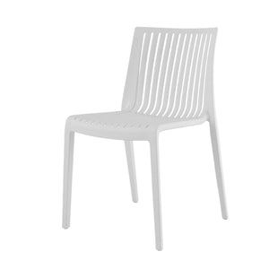 HomeRoots Set of Two Modern White Heavy-Duty Plastic Stacking Accent Chairs for Indoor and Outdoor Use 565230