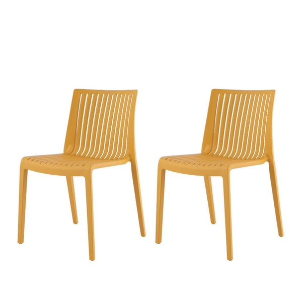 HomeRoots Set of Two Elegant Gold Stacking Chairs - Durable, Lightweight Outdoor Seating for Versatile Use 565231