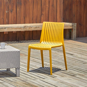 HomeRoots Set of Two Elegant Gold Stacking Chairs - Durable, Lightweight Outdoor Seating for Versatile Use 565231