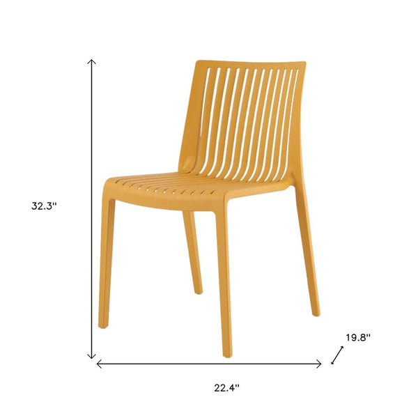 HomeRoots Set of Two Elegant Gold Stacking Chairs - Durable, Lightweight Outdoor Seating for Versatile Use 565231