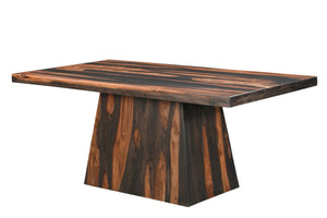 HomeRoots 75" Brown Solid Wood Pedestal Table - Modern Design, Durable Sheesham, Seats 6, Perfect for Dining Rooms! 565232