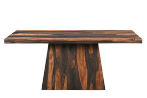HomeRoots 75" Brown Solid Wood Pedestal Table - Modern Design, Durable Sheesham, Seats 6, Perfect for Dining Rooms! 565232