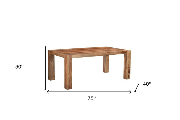 HomeRoots 75" Solid Sheesham Wood Dining Table - Rustic Elegance for Dining, Entertaining & Home Workspace 565233