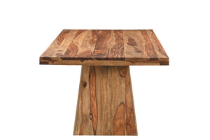 HomeRoots 75" Solid Wood Pedestal Dining Table - Timeless Brown Finish, Seats 6, Versatile for Any Space 565234