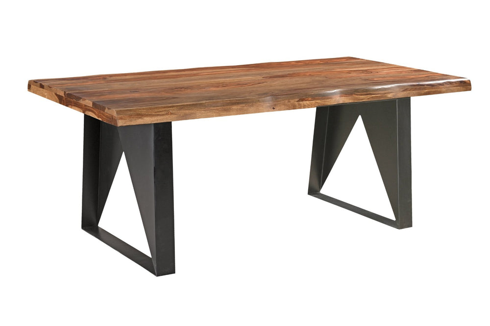 HomeRoots 80" Live Edge Solid Wood Dining Table with Black Iron Base - Rustic Modern, Seats 6, Unique Design 565235