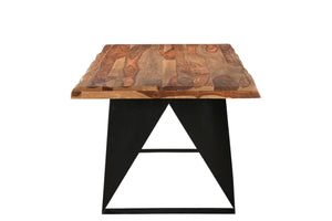 HomeRoots 80" Live Edge Solid Wood Dining Table with Black Iron Base - Rustic Modern, Seats 6, Unique Design 565235