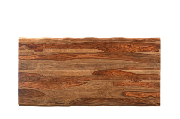 HomeRoots 80" Live Edge Solid Wood Dining Table with Black Iron Base - Rustic Modern, Seats 6, Unique Design 565235