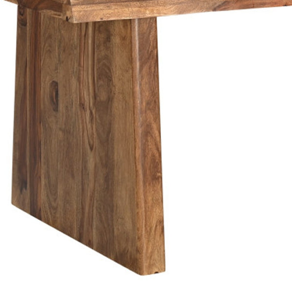 HomeRoots 74" Brown Wood Double Pedestal Live Edge Dining Table - Artisanal Sheesham Design for Stylish Dining 565236