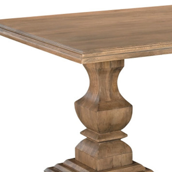 HomeRoots 96" Brown Solid Wood Double Pedestal Dining Table – Timeless Elegance for Family Gatherings & Workspaces 565238