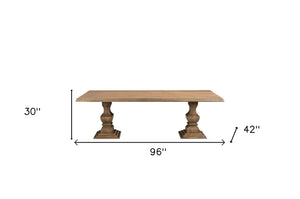HomeRoots 96" Brown Solid Wood Double Pedestal Dining Table – Timeless Elegance for Family Gatherings & Workspaces 565238