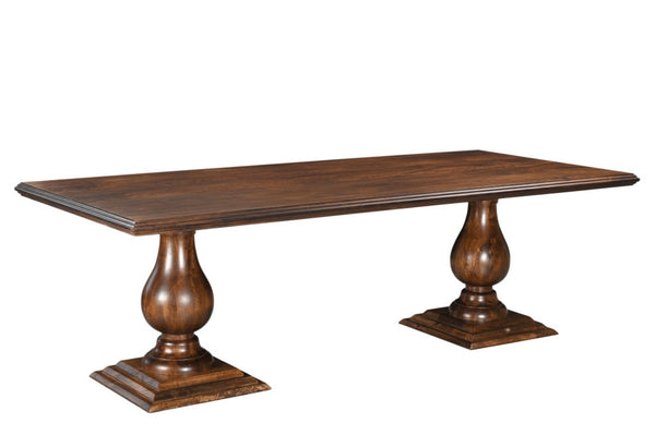 HomeRoots 96" Dark Brown Solid Wood Dining Table with Carved Double Pedestal Base - Stylish & Versatile Design 565239