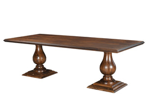 HomeRoots 96" Dark Brown Solid Wood Dining Table with Carved Double Pedestal Base - Stylish & Versatile Design 565239