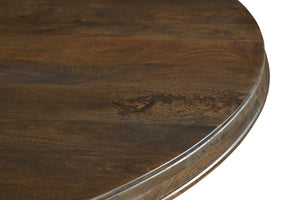 HomeRoots 60" Brown Solid Mango Wood Round Pedestal Dining Table - Timeless Design & Comfort for Six 565240
