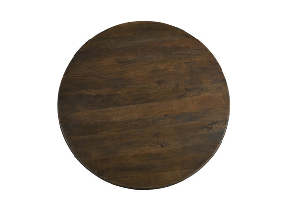 HomeRoots 60" Brown Solid Mango Wood Round Pedestal Dining Table - Timeless Design & Comfort for Six 565240