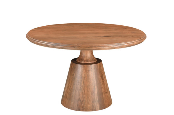 HomeRoots 48" Natural Wood Pedestal Round Dining Table - Elegant Solid Acacia Design for Cozy Gatherings 565244