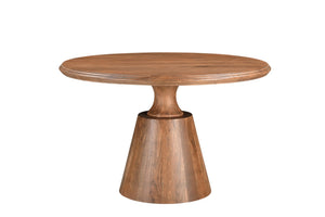 HomeRoots 48" Natural Wood Pedestal Round Dining Table - Elegant Solid Acacia Design for Cozy Gatherings 565244