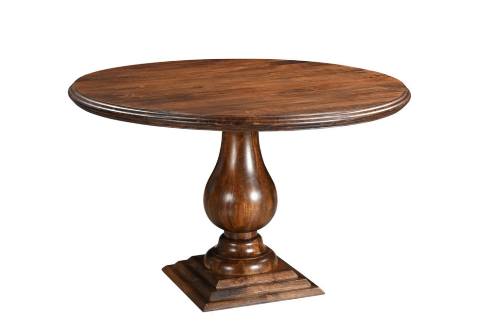 HomeRoots 48" Brown Solid Wood Round Dining Table with Pedestal Base - Timeless Design for Family Gatherings 565246