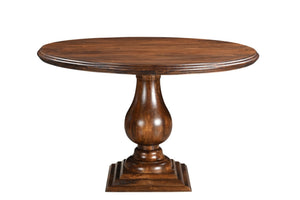 HomeRoots 48" Brown Solid Wood Round Dining Table with Pedestal Base - Timeless Design for Family Gatherings 565246