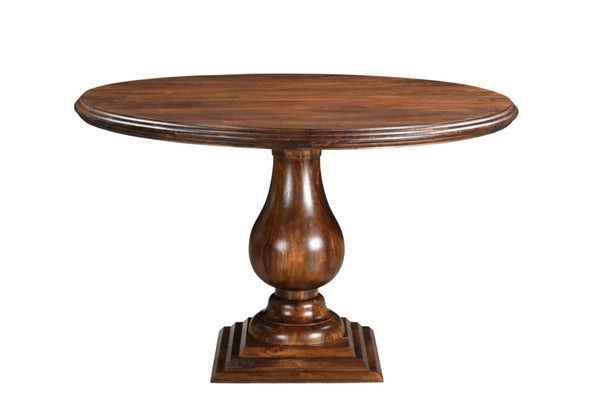 HomeRoots 48" Brown Solid Wood Round Dining Table with Pedestal Base - Timeless Design for Family Gatherings 565246