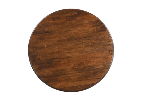 HomeRoots 48" Brown Solid Wood Round Dining Table with Pedestal Base - Timeless Design for Family Gatherings 565246