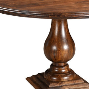 HomeRoots 48" Brown Solid Wood Round Dining Table with Pedestal Base - Timeless Design for Family Gatherings 565246
