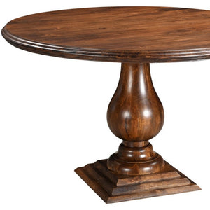 HomeRoots 48" Brown Solid Wood Round Dining Table with Pedestal Base - Timeless Design for Family Gatherings 565246