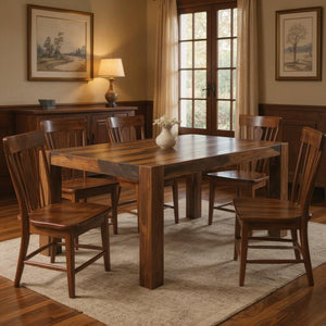 HomeRoots 75" Solid Sheesham Wood Dining Table - Dark Brown Multi-Tonal Finish for Modern Rustic Elegance 565248