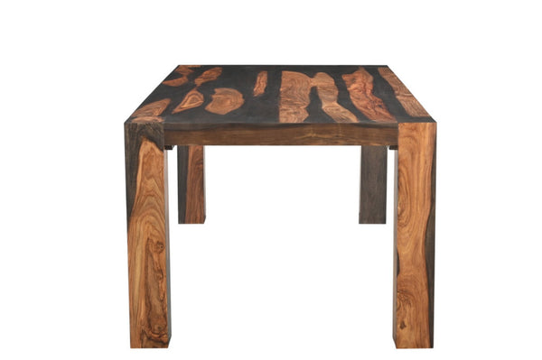HomeRoots 75" Solid Sheesham Wood Dining Table - Dark Brown Multi-Tonal Finish for Modern Rustic Elegance 565248