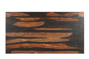 HomeRoots 75" Solid Sheesham Wood Dining Table - Dark Brown Multi-Tonal Finish for Modern Rustic Elegance 565248