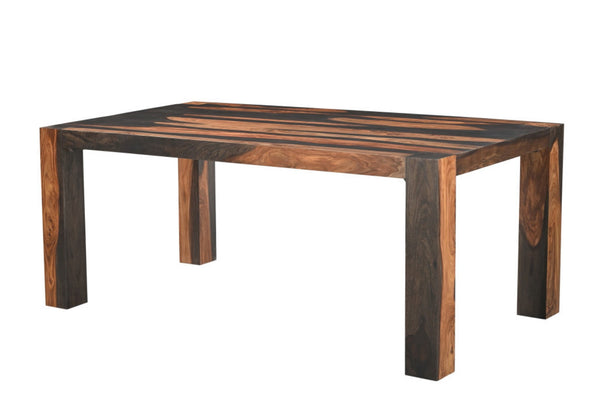 HomeRoots 75" Solid Sheesham Wood Dining Table - Dark Brown Multi-Tonal Finish for Modern Rustic Elegance 565248