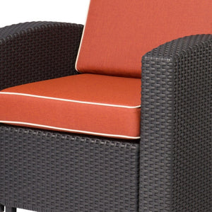 HomeRoots 33" Stylish Black Heavy Duty Outdoor Club Chair with Removable Red Cushion for Ultimate Comfort 565250