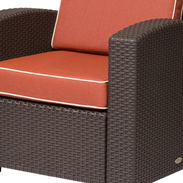 HomeRoots 33" Red Heavy Duty Plastic Outdoor Accent Chair with Removable Cushion for Stylish Comfort & Durability 565251