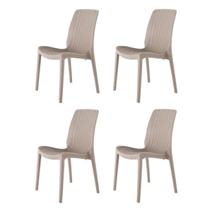 HomeRoots Set of Four Taupe Stacking Dining Chairs - Weather-Resistant, Stylish, and Easy to Maintain! 565253